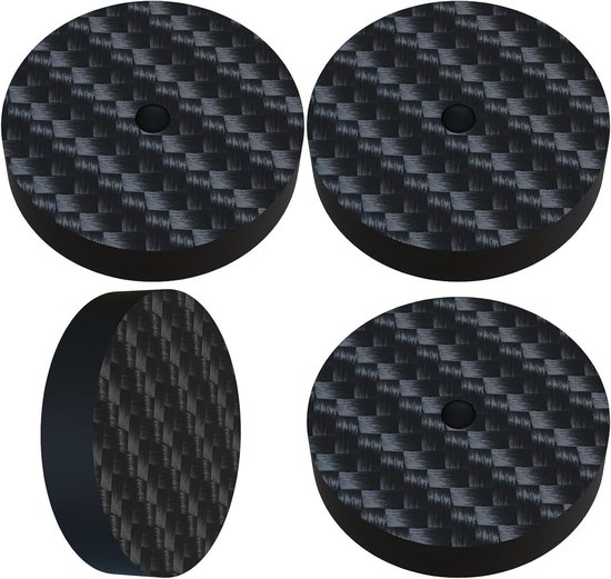 4 Pack HiFi Speaker Spike Pads 25x5mm CF255 Carbon Fiber Isolatie Voeten Vibration Dampers voor Versterker Subwoofer Platenspeler Zwart van Merkloos