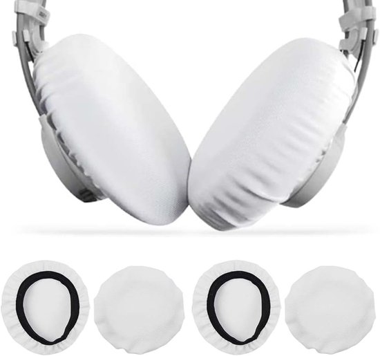 4 stuks oorkussens voor hoofdtelefoon, voor hoofdtelefoon van 6 tot 7,5 cm, tegen vuil, bescherming voor hoofdtelefoon, voor sportschool, sport (wit)