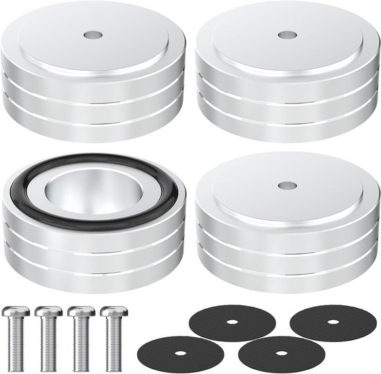 4 x HiFi Spikes Pads, 58 x 22 mm, Aluminium Schokabsorber voor Speakers, Hi-Fi Isolatie Voeten, Ondersteuning voor Versterker, Platenspeler en Subwoofer van Merkloos