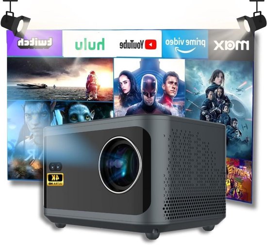 4K Beamer - Home Cinema - Films Kijken - Android TV Ingebouwd - 16 x 13 x 20 cm - Zwart