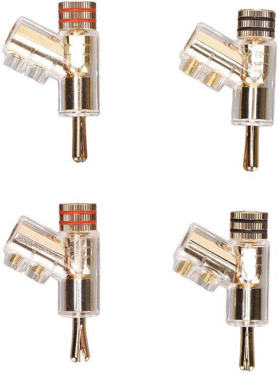 4Pcs Locking Banana Connectors, 45 Degree Angled Banana Plugs 24K Gold Plated Locking Speaker Plug Supports Maximum 7mm Wire Diameter for Speakers