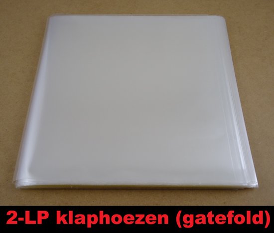50 Stuks 2-LP hoezen voor gatefold klaphoezen, glashelder dikte 90 micron (GOEDE KWALITEIT, 0.09mm dik) - hoezen lp's, outer sleeves, buitenhoezen, platenhoezen, beschermhoes, transparant, crystal clear, buitenhoes, lps vinyl platen, 12", 12 inch