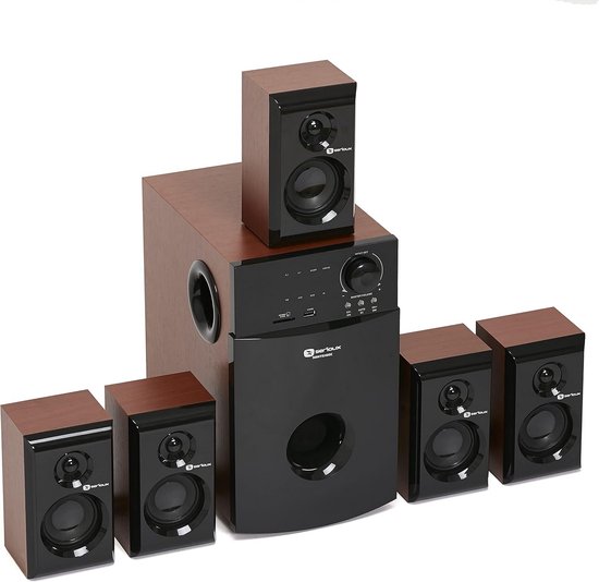 5.1 Home Cinema Surround Sound Systeem 140W RMS Rode Afwerking