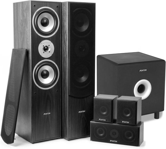 5.1 Home Cinema Surround Speakerset 1300W met 8 inch Subwoofer van Fenton