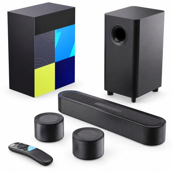 5.1 Soundbar met subwoofer 230W Dolby Surround geluidssysteem met achterspeakers en HDMI eARC