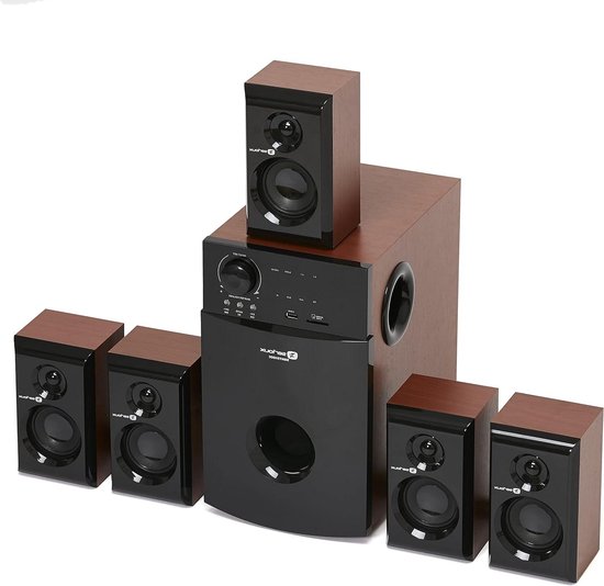 5.1 Surround Sound Systeem - Home Cinema Set - Films Kijken - 140W RMS Vermogen - 435 mm - Rood