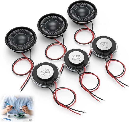 6 stuks luidspreker 2 W 8 ohm, ronde luidsprekermicrofoon interne magneet, mini-luidspreker 40 mm magnetische metalen - ShopVlot
