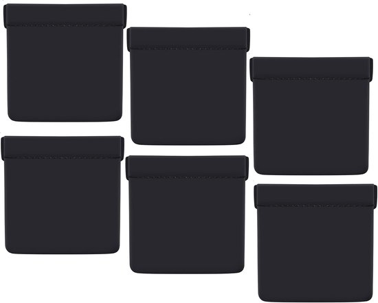 6 STUKS PU Leer Oordopjes Hoesje Kleine & Mini Oortelefoon Hoesjes Draagbare Zak Oortelefoon Opbergtas Beschermende Hoes voor Munt USB-oplader Sleutels Sieraden Zwart