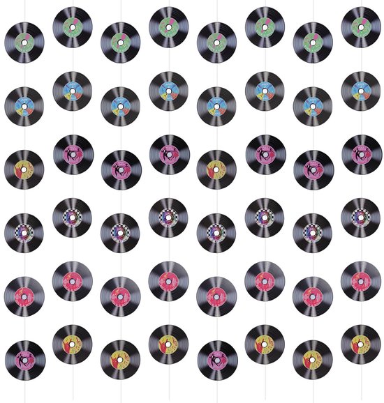 8 Pieces Rock and Roll Muziek Feest Decoraties - Vinyl Platen Wanddecor - Retro Grammofoon Opname Wanddecoratie - Rock Muziek Borden Verjaardag 50s 60s van Merkloos	