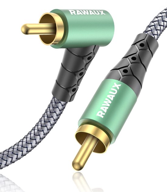90 Graad Gehoekte Cinch Audio Kabel - 1M Chinch naar Chinch Stereo Audiokabel, Rechthoekige Subwoofer Kabel voor Versterkers, Luidsprekers, Soundbar, Thuisbioscoop en HiFi Systemen