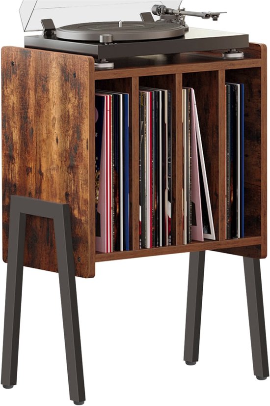 ACAZA LP Opbergsysteem - LP Houder - Vintage Bruin - 45 x 30 x 66 cm (L x B x H) - Vinyl Opbergsysteem - Platenspeler Meubel - Platenkast - Platenhouder - 72 Platen