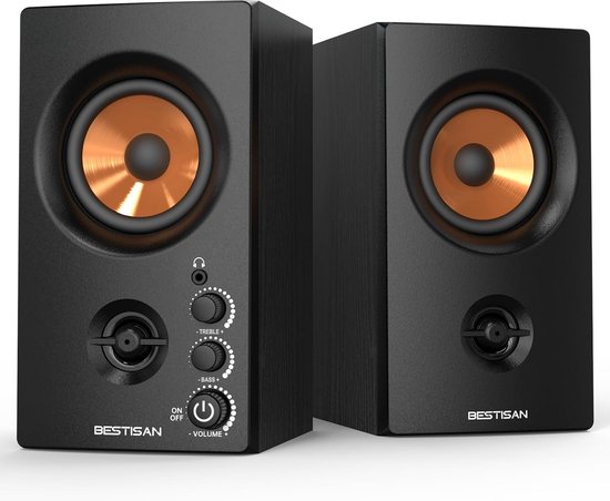 Actieve Boekenplankspeakers met Bluetooth - 50W Hifi Speakers voor Computer, Platenspeler en TV van Merkloos