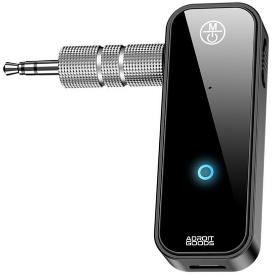AdroitGoods Bluetooth 5.0 AUX Adapter - 2-in-1 Zender en Ontvanger - 3,5 mm Jack - Auto, TV, Speakers - Handsfree Bellen - 10 Meter Bereik - Zwart