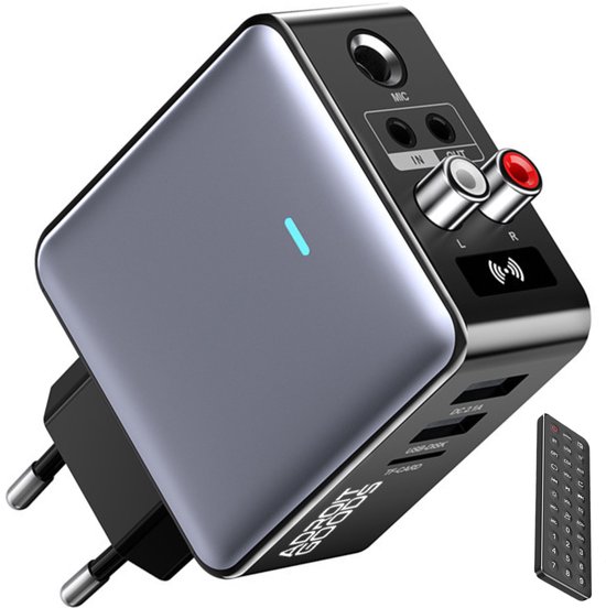 AdroitGoods Bluetooth 5.3 Audio Adapter 2-in-1 Zender Ontvanger HiFi DSP NFC AUX RCA USB TF Kaart Fast Charge Microfoon Karaoke 220V