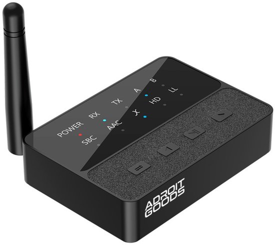 AdroitGoods Bluetooth Audio Adapter 5.3 – Draadloze Zender & Ontvanger (TX/RX) met AUX & RCA – Upgrade je Audio naar Bluetooth