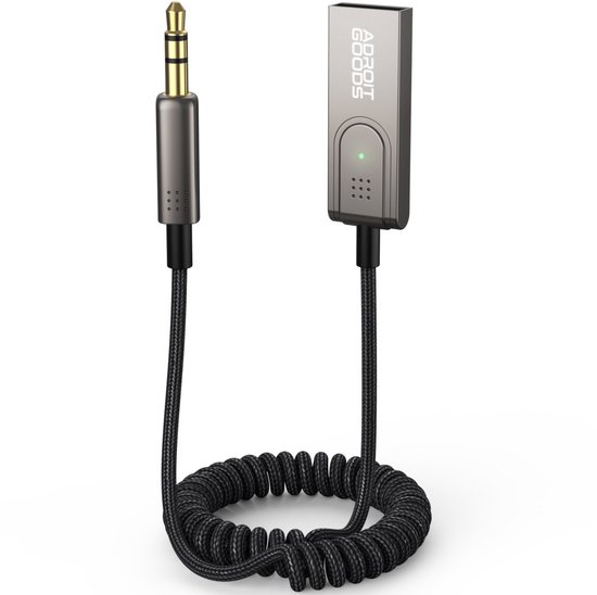 AdroitGoods USB Bluetooth 5.0 AUX Adapter - Auto Bluetooth Ontvanger voor Muziek, Handsfree Bellen en Universele Compatibiliteit met AUX 3.5mm van Merkloos