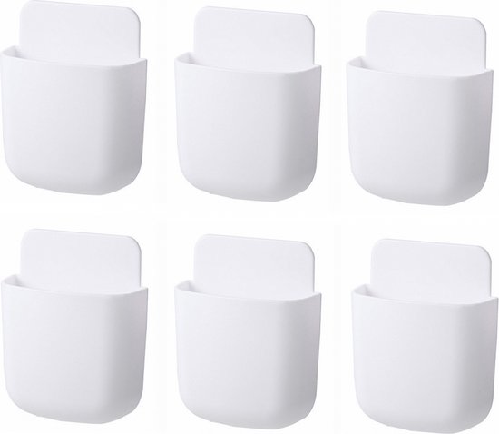 Afstandsbediening Houder - Remote Controll Holder - Telefoon wandhouder - 2.5 x 8 x 11.5 cm - Set 6 - Afstandsbediening Houder - Houder voor Afstandsbediening voor aan de Muur van Wilmax Europe