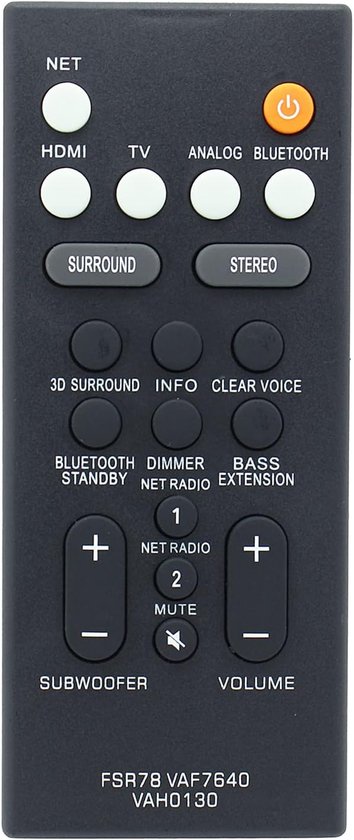 Afstandsbediening vervanging - FSR78 voor Yamaha Soundbar - eenvoudig in gebruik - geen programmeren nodig - ShopVlot