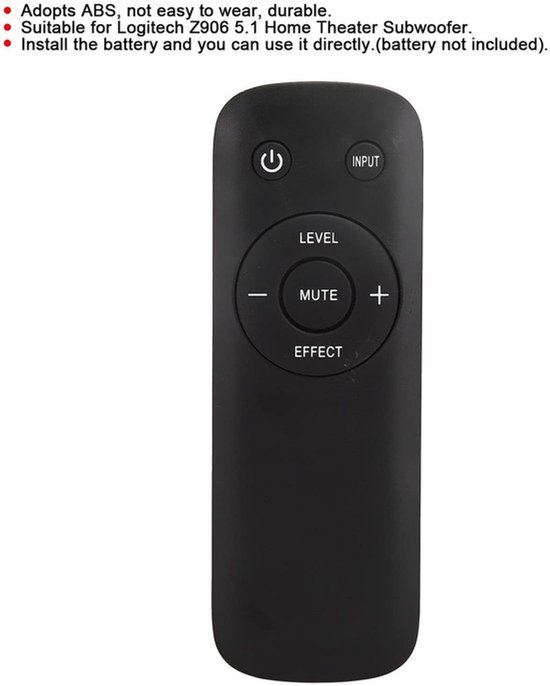 Afstandsbediening - Voor 5.1 Subwoofer - 10m Bereik - Zwart - Geschikt voor Logitech Z906 - Gebruiksgemak - Perfect voor Thuisbioscoop