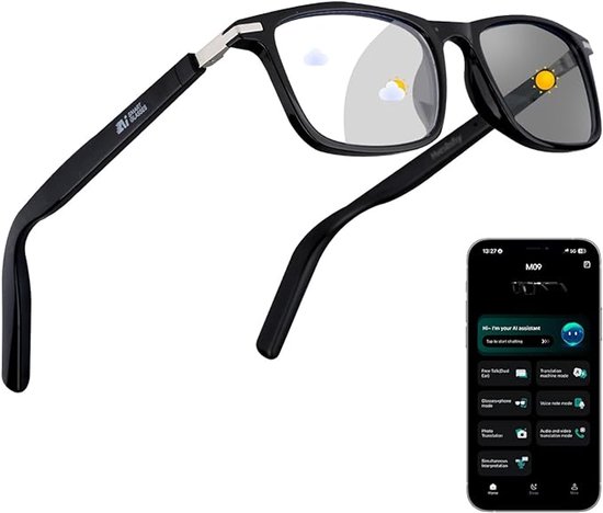 AI Slimme Bril – 160+ Talen Vertaling | Kleurveranderende Lenzen & Bluetooth | Geïntegreerde Luidspreker | Reizen & Zakelijk