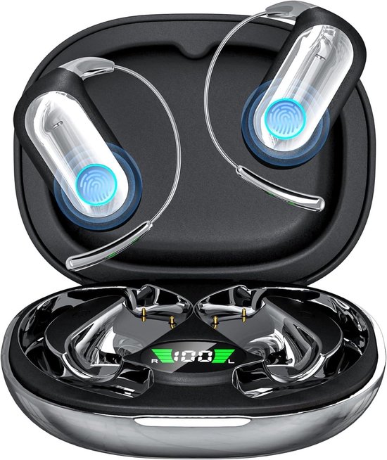AI Translator Earbuds, 168 Talen en Accenten Draadloze Oortjes Vertaal, Open Ear Koptelefoon Bluetooth 5.4, Koptelefoonvertaler voor Reizen, Zaken en Studie van Merkloos