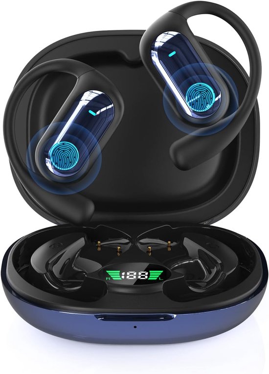AI Translator Earbuds | 168 Talen | Slimme Oordopjes Vertaler | Open Ear Koptelefoon | Bluetooth 5.4 | 3-in-1 Draadloze Oortjes | APP Vertaling | Reizen | Zakelijk | Studeren