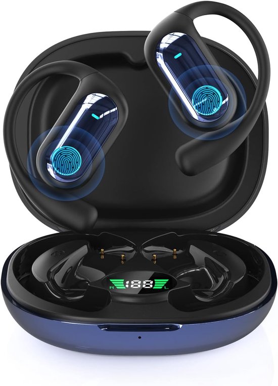 AI Translator Earbuds, 168 Talen Slimme Oordopjes Vertaler, Open Ear Koptelefoon Bluetooth 5.4, 3-in-1 Draadloze Oortjes Vertaal met APP, Geschikt voor Reizen, Zakelijk, Studeren van Merkloos