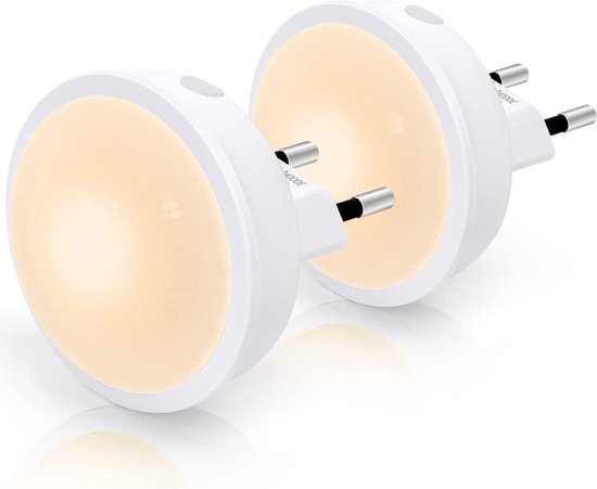 Aigostar 10BA4 - 2 Stuks LED Nachtlampje Stopcontact - Dimbare Nachtlampjes met Sensor - Nacht Lamp - Kinderen & Baby - 3000-6500K - Wit van Aigostar