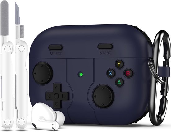 AirPods Pro 2e/1e generatie hoes cover met reinigingsset, klassieke handheld gameconsole design case zachte huid siliconen beschermend voor AirPods Pro Case 2023/2022/2019 - Paars