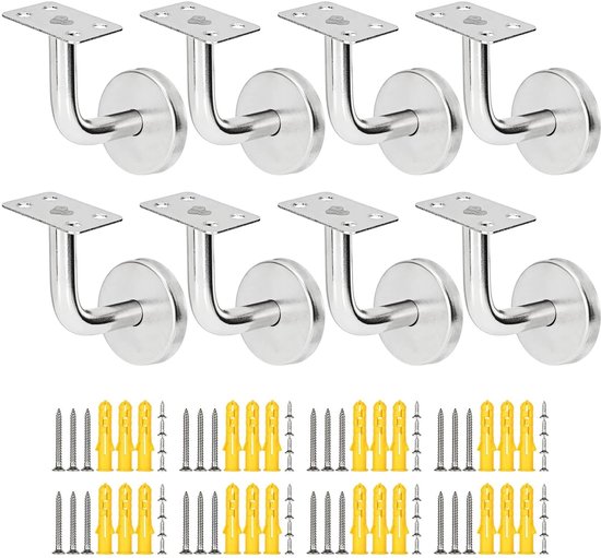 aladdien - Handrail Beugels - Stevige Wandbevestiging - Handrail Steun - Set van 8 - Geschikt voor Trapleuningen - 60x60 mm van Merkloos