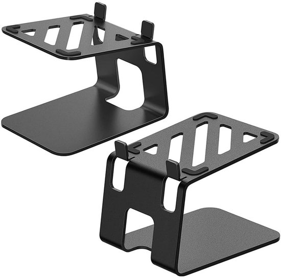 Allecto - Desktop Speaker Standaard - 2x Stabiele Metaal Riser - Ideaal voor Boekenplank - Voor Audioapparatuur - Perfecte Geluidskwaliteit - Verho...