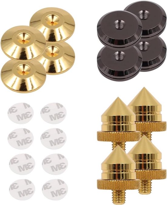 Allecto - Luidspreker Spikes - Speaker Standaarden - CD Audio - Subwoofer - Versterker Draaitafel - Isolatie Voeten - Conus Isolator - Schokbestendig - Traceless - Dubbelzijdige Kleefstof - Geschikt voor Audio Systemen - Zwart - 4-delige Set. van Merkloos