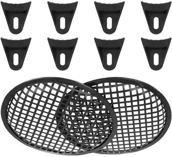 Allecto-speakerhoes - Voor auto - Metalen - Subwoofer - 8 inch - Zwart - Audio - Bescherming - Grille - Hoornbeschermer - Geschikt voor 2 auto-audiospeakers.