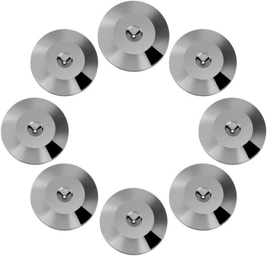Allecto- Universele koperen luidspreker spikes pads - Luidspreker schok basispad isolatie stand voeten - 8 stuks - 25 x 4 mm - Basismatten - Vloerschijf - Geschikt voor alle luidsprekers - Zwart. van Allecto