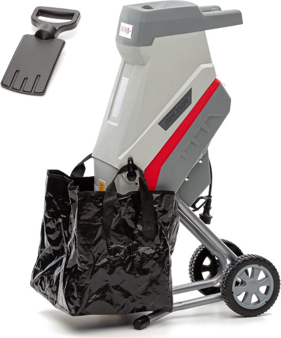 ALLGoods. Professionele Hakselaar Versnipperaar - Hakselaar Electrisch 50L - Versnipperaar Hakselaar – 2500W – Max. Ø45mm - Incl. Wielen, Opvangzak, Duurzame Draaimessen – Heggen, Bomen en Haag -Tuinonderhoud van ALLGoods