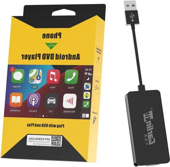 Android Auto & Carplay adapter voor Android Car Screen - Android 4.4.2+ Systeem - APK moet geïnstalleerd - Mirroring - Google - SIRI - Online Upgrade - Zwart Carplay Dongle van Carlinkit