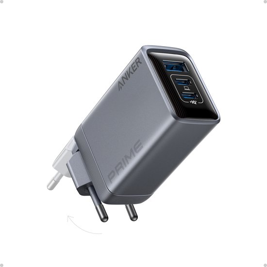 Anker Prime oplader 100 W USB-C-oplader - 3-poorts GaN opvouwbare en compacte Anker wandlader