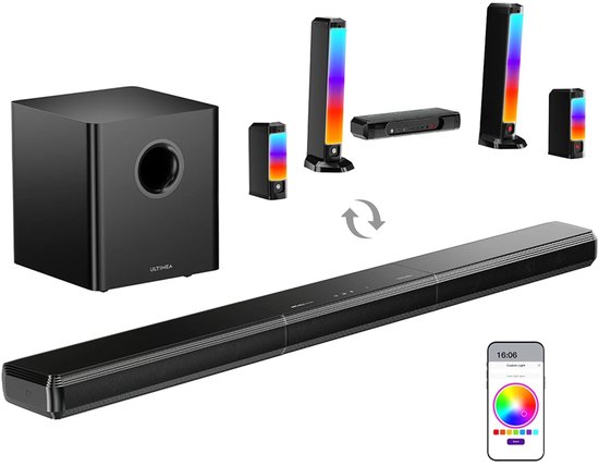 Apollo S90 Soundbar - Draadloze Speaker - Home Cinema Geluid - Bluetooth Speaker - Surround Sound Systeem - 9.1 Kanaals Geluid - 6,5 Inch Wireless Subwoofer van apollo
