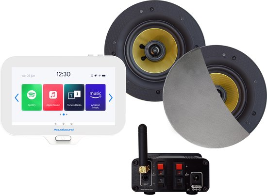AquaSound EMN30-RC N-Joy Badkamerradio set 30 watt met Rumba speakers van AquaSound
