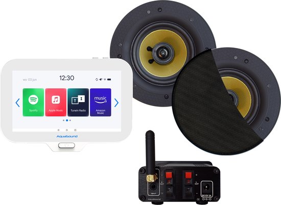 AquaSound EMN30-RZ N-Joy Badkamerradio set 30 watt met Rumba speakers van AquaSound