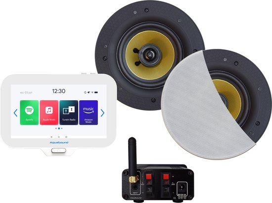 AquaSound EMN50-SW Badkamerradio set 50 watt met Samba speakers van AquaSound