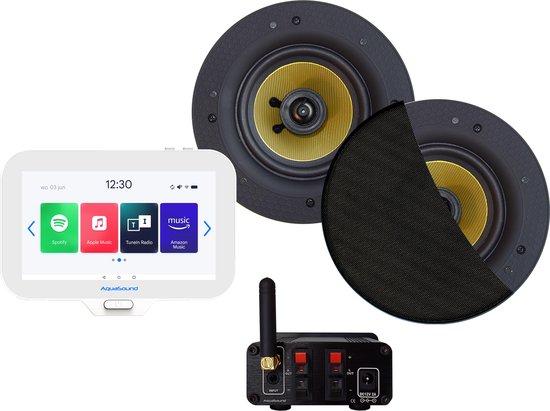 AquaSound EMN50-SZ Badkamerradio set 50 watt met Samba speakers van AquaSound