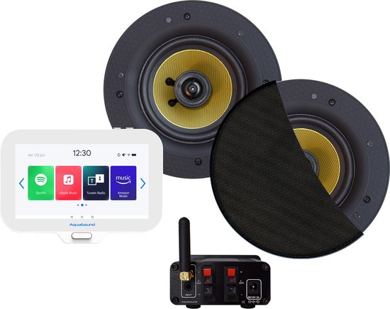 AquaSound EMN70-ZZ N-Joy Badkamerradio set 70 watt met Zumba speakers van AquaSound