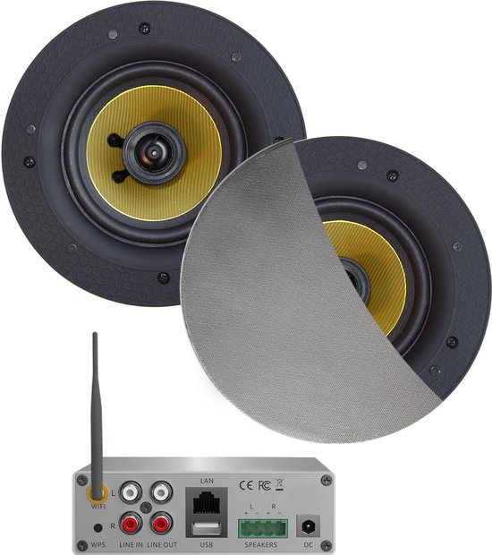AquaSound WMA50-SC WiFi-Audio versterker 50 Watt met Samba speakers van AquaSound