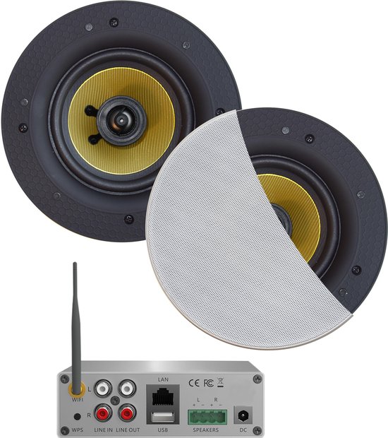 AquaSound WMA50-SW WiFi-Audio versterker 50 Watt met Samba speakers van AquaSound