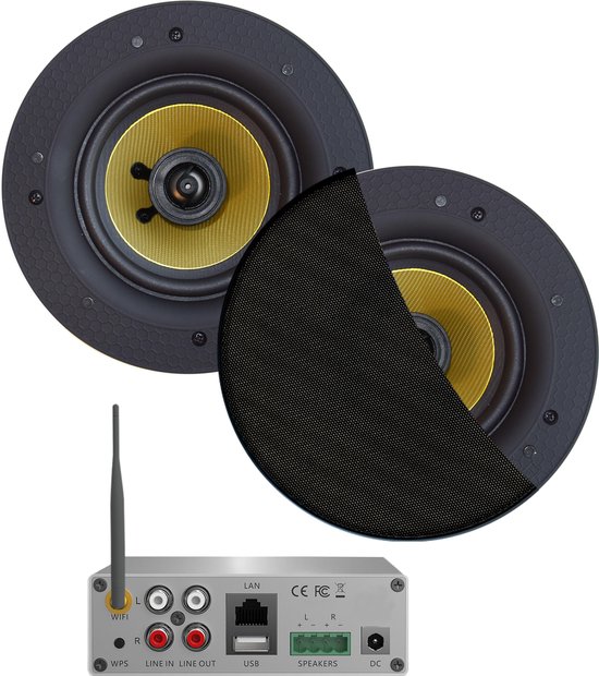 AquaSound WMA50-SZ WiFi-Audio versterker 50 Watt met Samba speakers van AquaSound