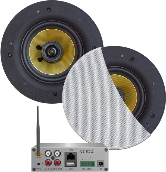 AquaSound WMA70-ZW WiFi-Audio versterker 70 Watt met Zumba speakers van AquaSound