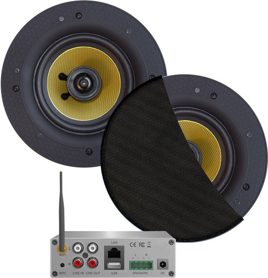 AquaSound WMA70-ZZ WiFi-Audio versterker 70 Watt met Zumba speakers van AquaSound