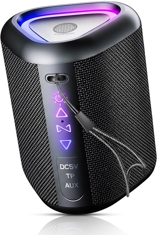 Artix Essentials Mini Bluetooth Speaker – 10W Krachtig Geluid – IPX7 Waterdicht – Bluetooth 5.3 – RGB-verlichting – Draagbaar – Zwart van Artix