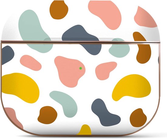 Arts Compatibel met AirPods Pro 1e generatie 2019 hoes AirPods case esthetisch skin front led zichtbaar met karabijnhaak en kleurrijke vlekken abstracte dierencirkels krasbestendig mooi